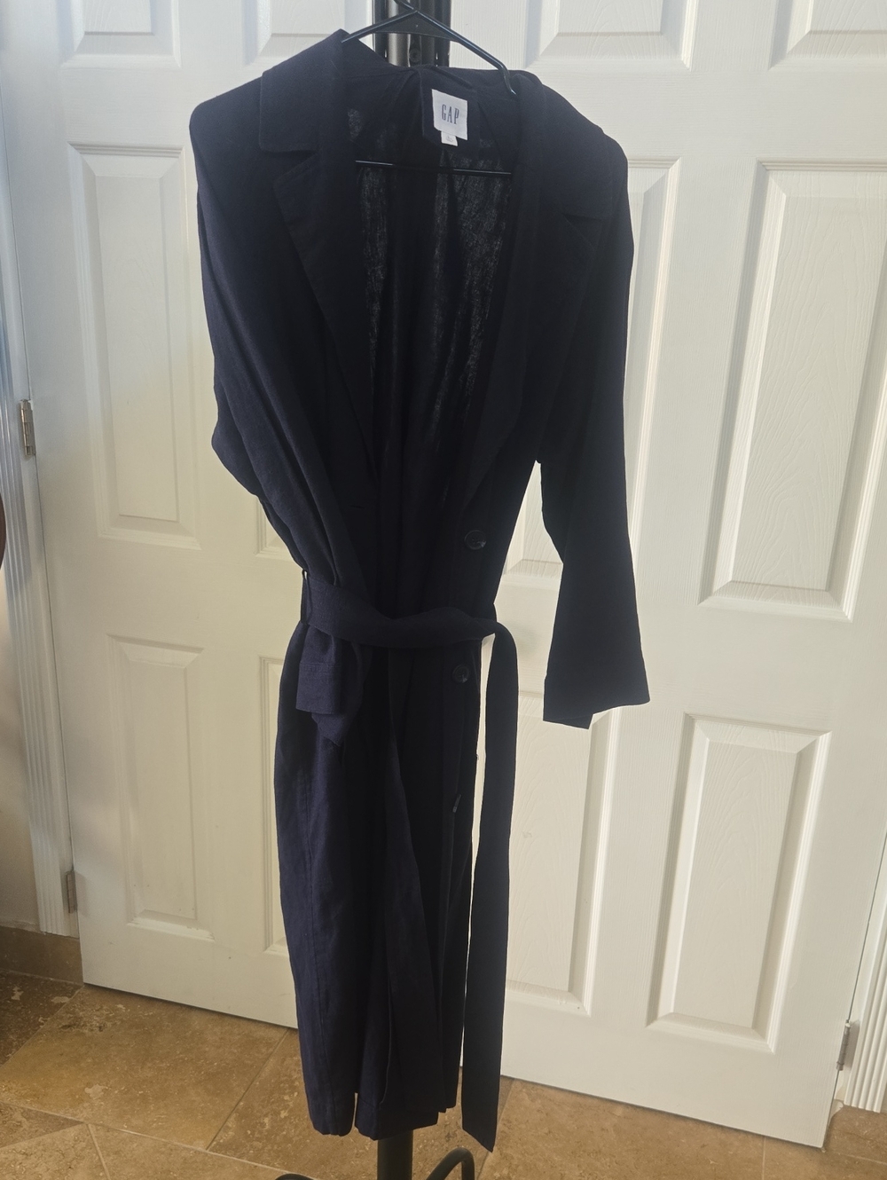 NWOT GAP Navy Belted Long Trench Coat